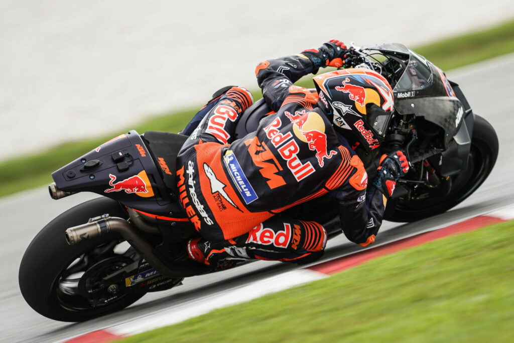 Jack Miller wearing his new Alpinestars Supertech R10 helmet during the MotoGP test at Sepang. Photo courtesy Alpinestars.