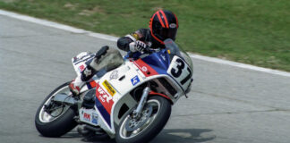 John Ashmead (37) back in the day on his Honda VFR750 Superbike. Photo by Brian J. Nelson.