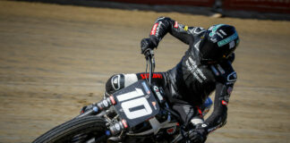 Johnny Lewis (10) on his Royal Enfield at the Volusia Half-Mile 2022 season finale. Photo by Scott Hunter, courtesy AFT.