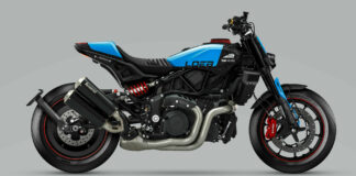 A rendering of a "FTR Loeb" designed by Sébastien Loeb and Tank Machine. Image courtesy DPPI - Fray Media and Indian Motorcycle.