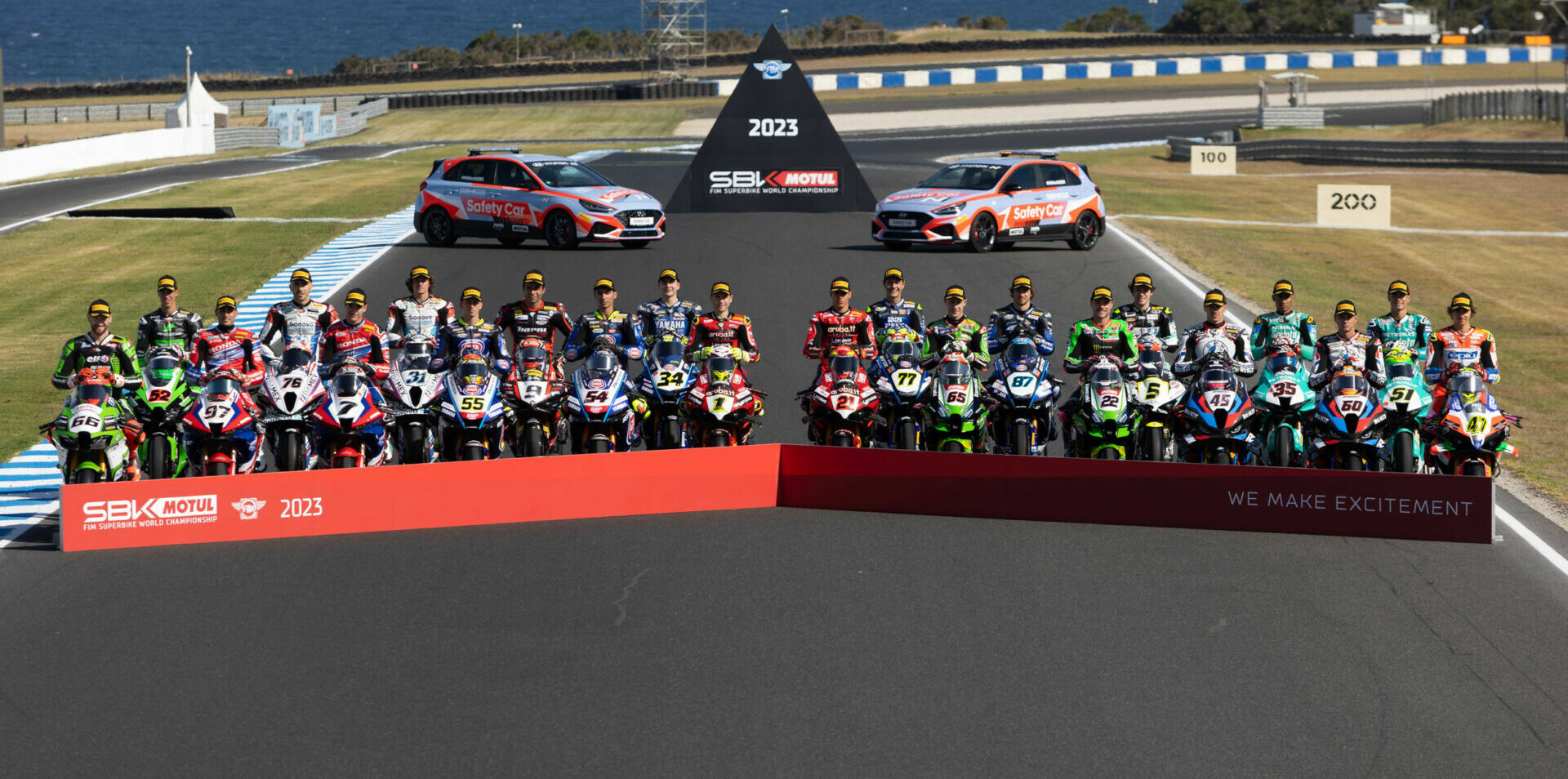 The 2023 FIM Superbike World Championship field at Phillip Island. Photo courtesy Dorna.