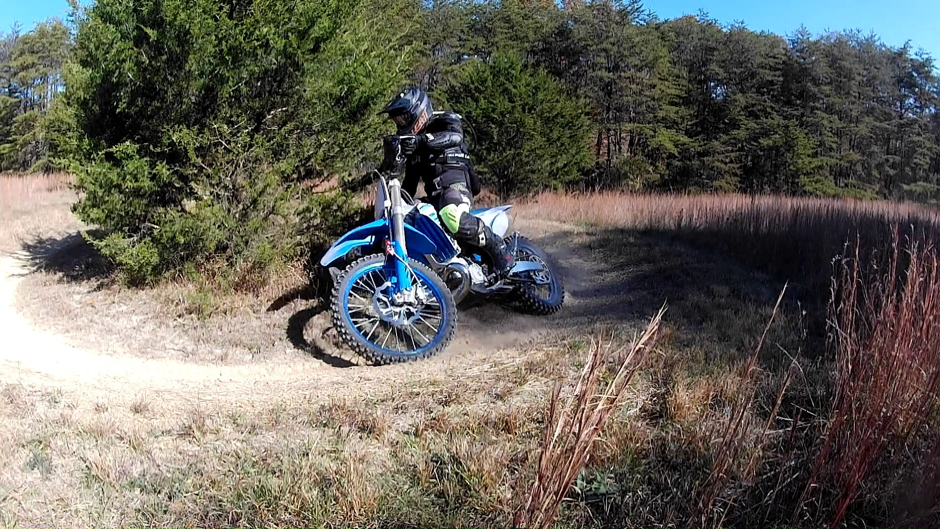 Sam Fleming in action on his new 2022 TM EN 300FI. Photo courtesy Army of Darkness.