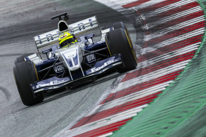0593242d-a55f-7520-3903-14db7f1f0d03 Ralf Schumacher will do demonstration laps in his 2003 Williams BMW Formula One race car during the 2023 MotoGP season-opener at Algarve International Circuit, in Portugal. Photo courtesy Dorna.