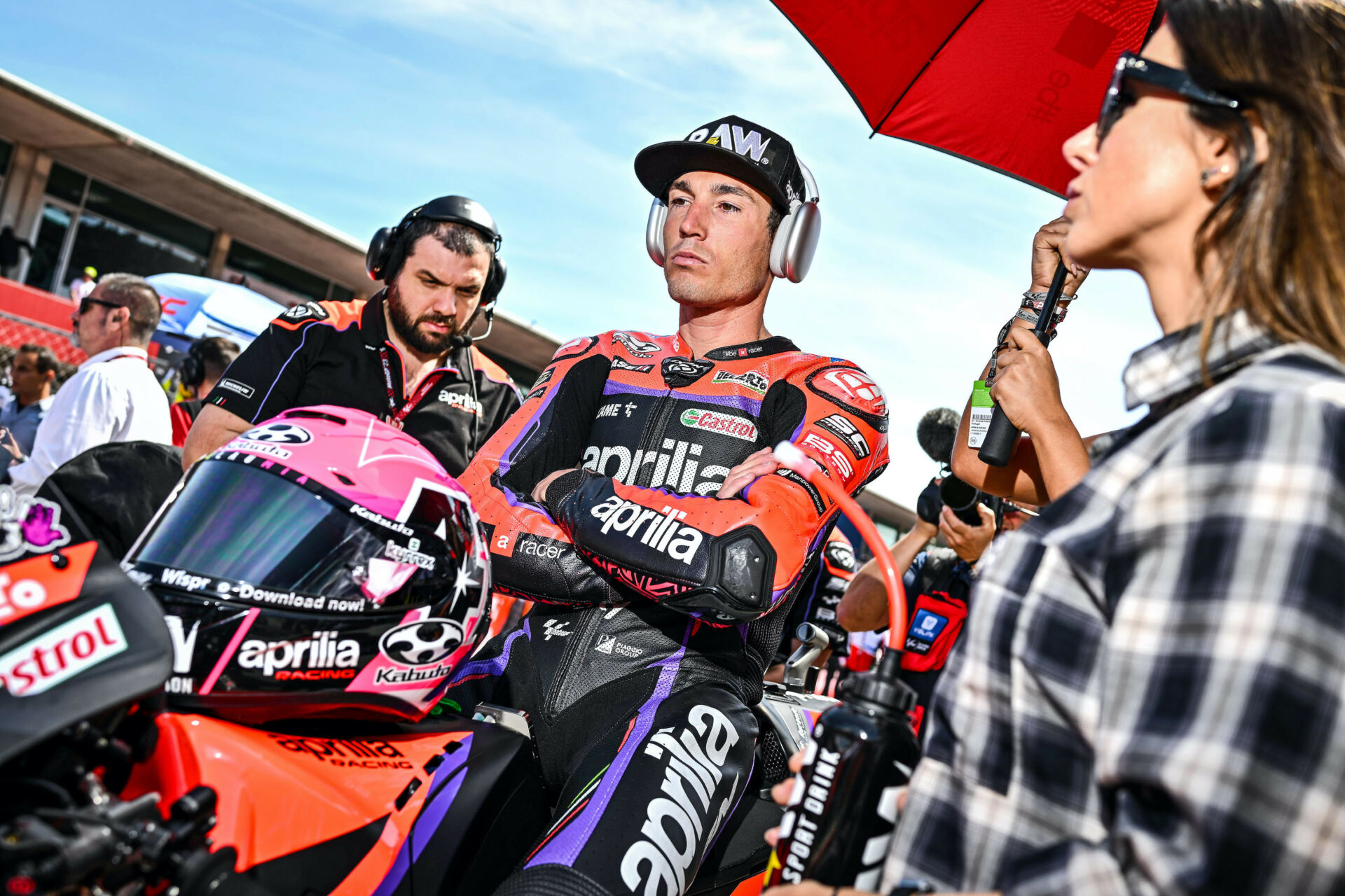 Aleix Espargaro (center). Photo courtesy Aprilia.