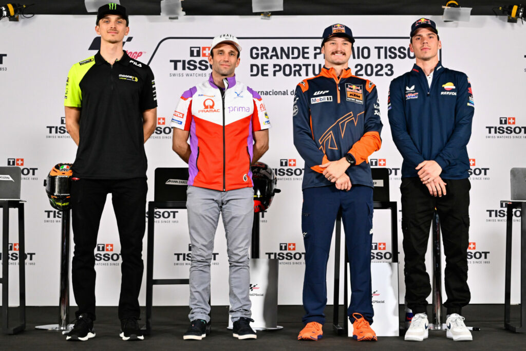 (From left) Luca Marini, Jorge Martin, Jack Miller, and Joan Mir. Photo courtesy Dorna.