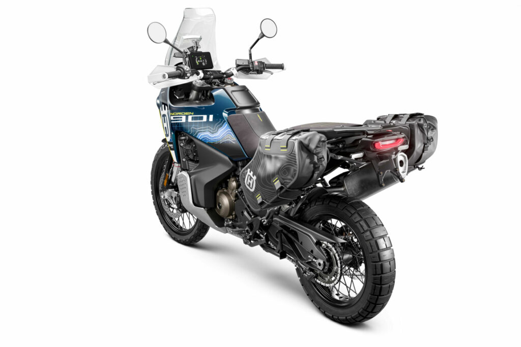 A rear view of Husqvarna's new 2023 Norden 901 Expedition. Photo courtesy Husqvarna Motorcycles.