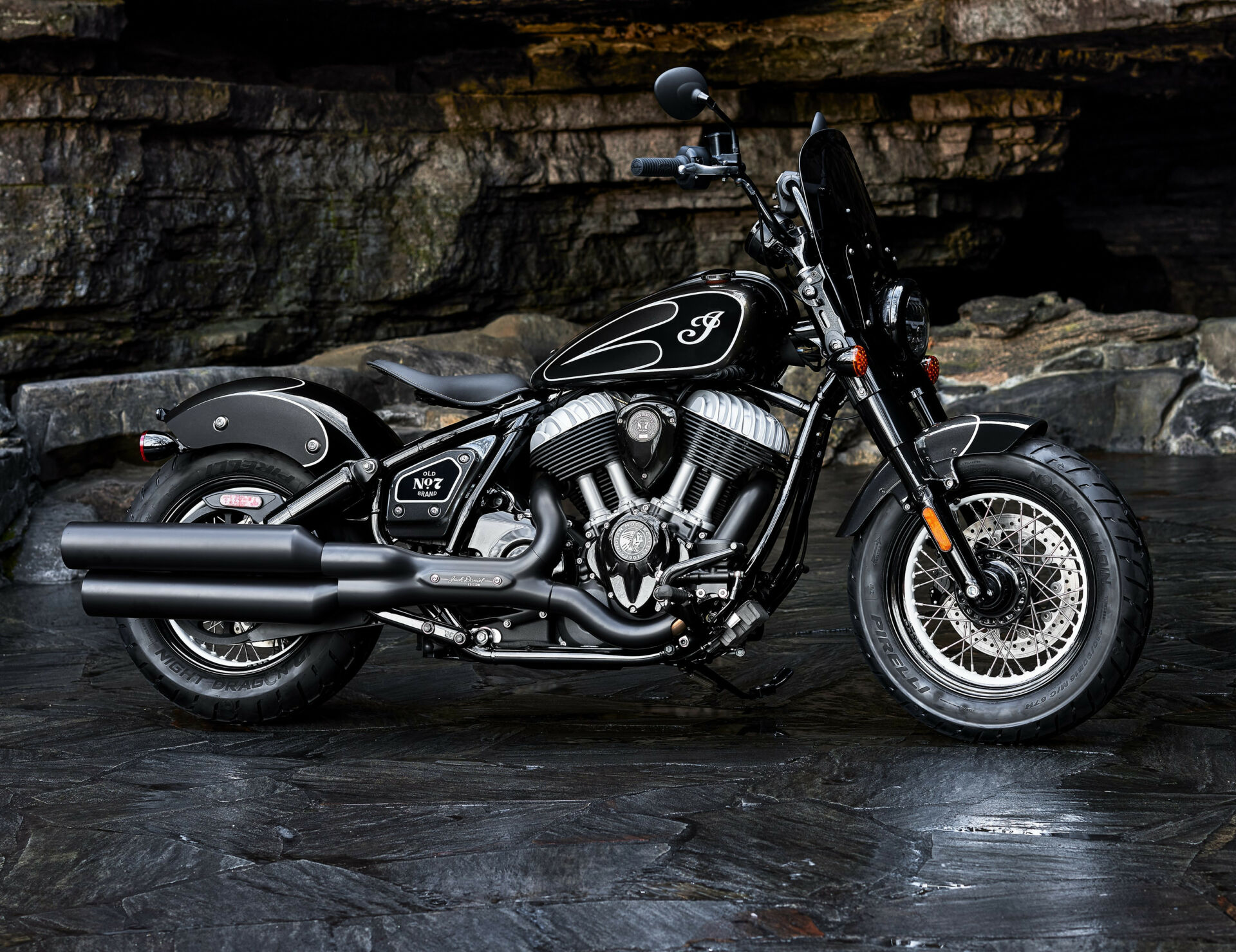 A 2023 Jack Daniel’s®Limited Edition Indian Chief Bobber Dark Horse. Photo courtesy Indian Motorcycle.