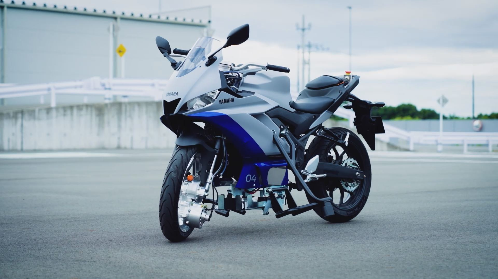 Yamaha's Advanced Motorcycle Stabilization Assist System (AMSAS) test mule - a YZF-R25 sportbike. Photo courtesy Yamaha.