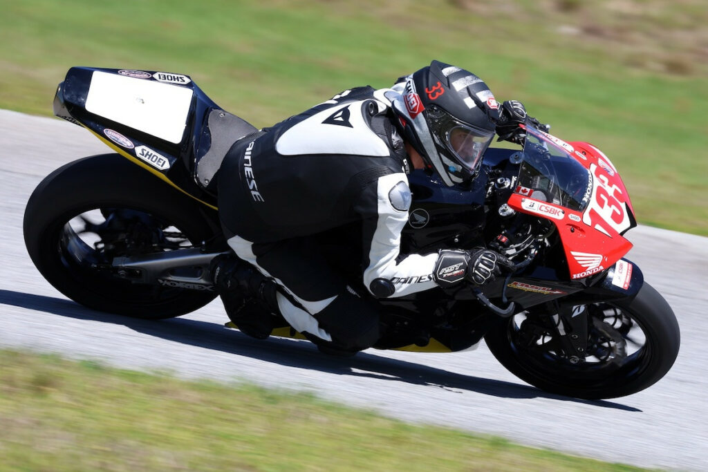 Andrew Cooney (133), Lightweight Sport Bike star from last season, has moved up to Amateur Sport Bike for 2023. Photo by Rob O'Brien, courtesy CSBK.