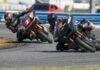 Michael Barnes (34) leads 2021 BRL Bagger GP Champion Shane Narbonne (1) during a race at Daytona International Speedway in October 2022. Photo by Cayla Kaolelopono, courtesy BRL.