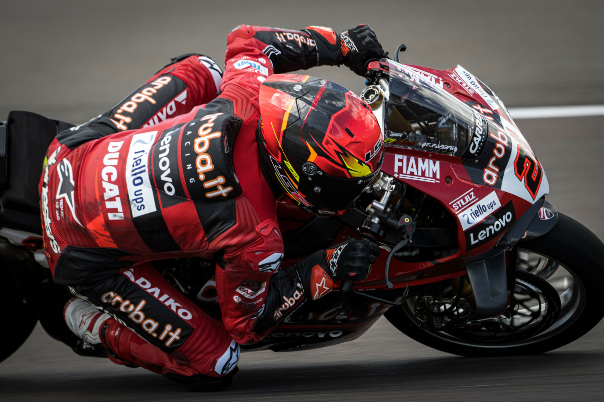 Michael Rinaldi (21) set the pace during WorldSBK practice Friday in Indonesia. Photo courtesy Ducati.