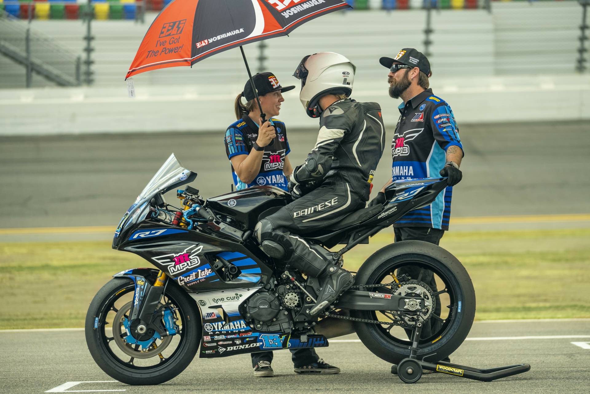 MP13 Racing on the MotoAmerica Twins Cup grid at Daytona International Speedway. Photo courtesy MP13 Racing.