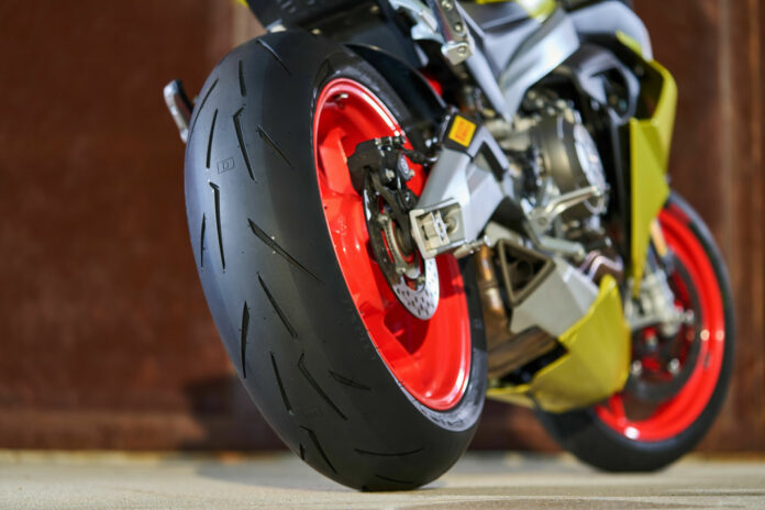 A Pirelli Diablo Rosso IV Corsa rear tire. Photo courtesy Pirelli. A Pirelli Diablo Rosso IV Corsa rear tire. Photo courtesy Pirelli.