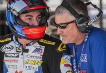 Eric Gray (right) with Jaret Nassaney (left) during the MotoAmerica event at Road Atlanta in 2022. Photo by Brian J. Nelson.