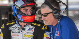 Eric Gray (right) with Jaret Nassaney (left) during the MotoAmerica event at Road Atlanta in 2022. Photo by Brian J. Nelson.
