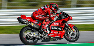 Francesco Bagnaia was quickest during MotoGP pre-season testing at Algarve International Circuit, in Portimao, Portugal. Photo courtesy Ducati.