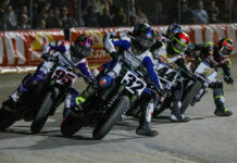 Dallas Daniels (32), JD Beach (95), Brandon Robinson (44), and Jared Mees (1) in action at the 2023 AFT season-opener at Daytona. Photo courtesy AFT.