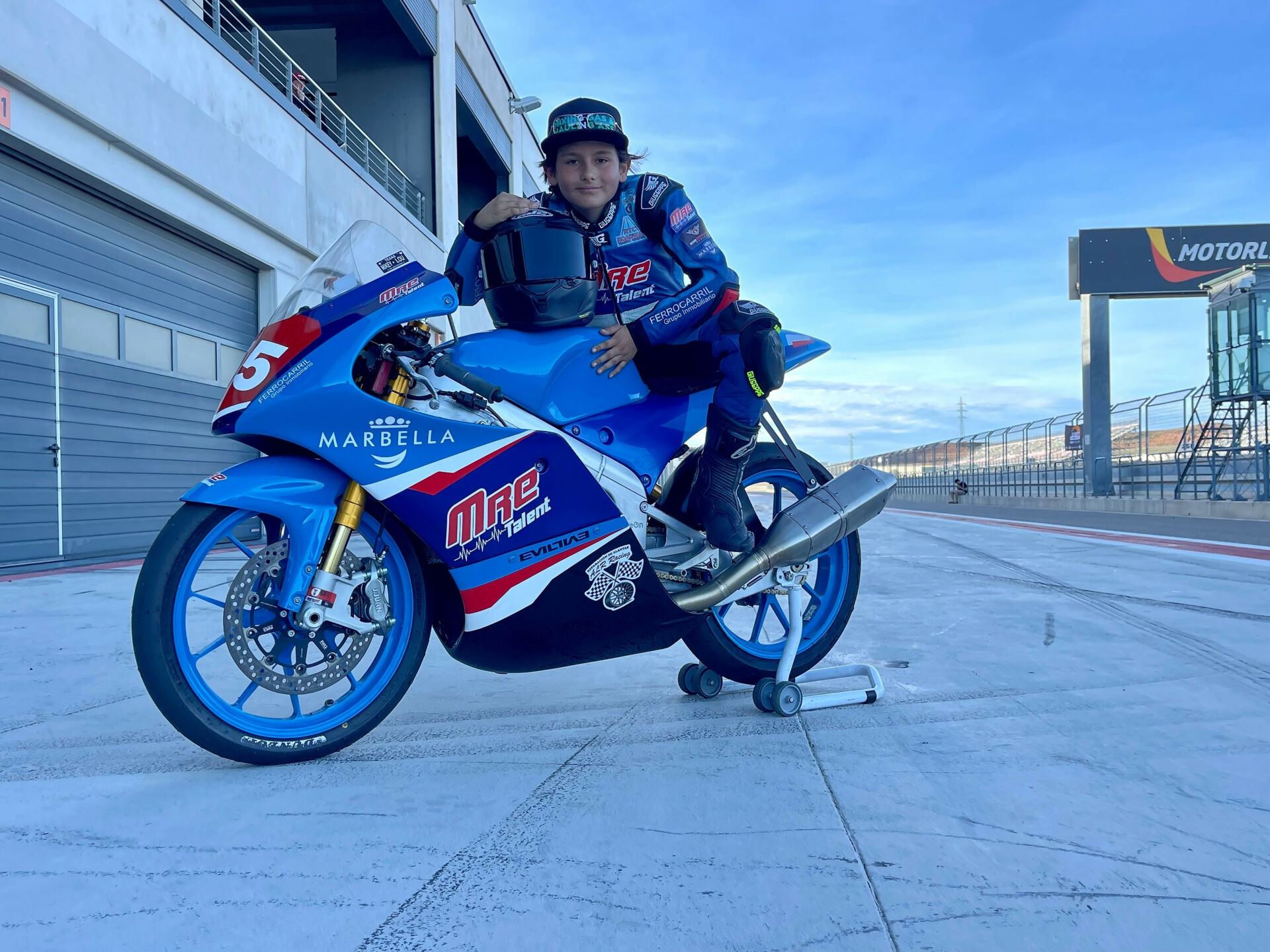 American Mikey Lou Sanchez and his new MRE Talent Team Beon PreMoto3 racebike. Photo courtesy Sanchez Racing.