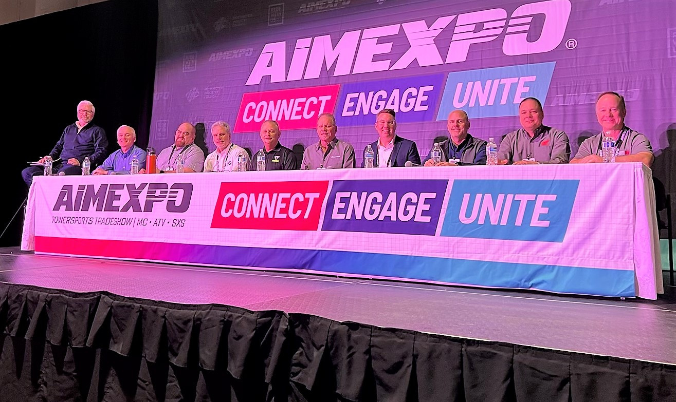 MIC Board members (from left) Erik Pritchard, Marc McAllister, Tim Calhoun, Shawn McLean, Rod Lopusnak, Bill Jenkins, John Hinz, Derek Brooks, Bill Savino, and Jim Woodruff. Photo courtesy Motorcycle Industry Council (MIC).