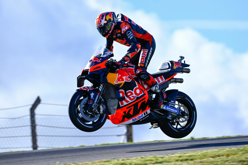 Jack Miller (43) catching air in Portugal. Photo courtesy Dorna.
