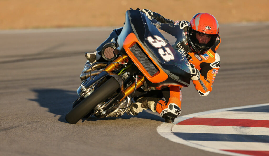 Kyle Wyman (33), the 2021 MotoAmerica King Of The Baggers Champion. Photo courtesy Harley-Davidson.