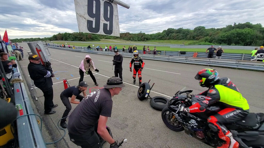 The Army of Darkness crew during a pit stop and Pittsburgh International Race Complex in 2022. Photo by Cody Wyman, courtesy Army of Darkness.