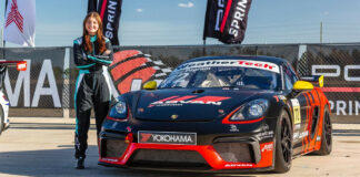 Riley Pegram and her MDK Motorsports Porsche Cayman. Photo courtesy MDK Motorsports.
