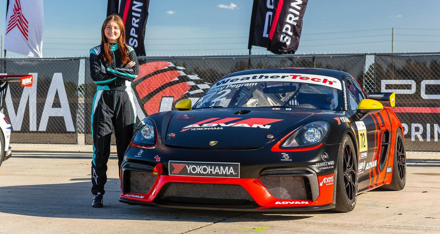Riley Pegram and her MDK Motorsports Porsche Cayman. Photo courtesy MDK Motorsports.