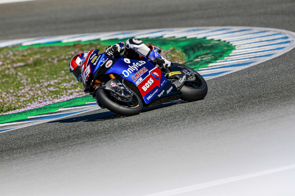 Rory Skinner (33) on his Only Fans-branded Moto2 racebike. Photo courtesy American Racing Team.