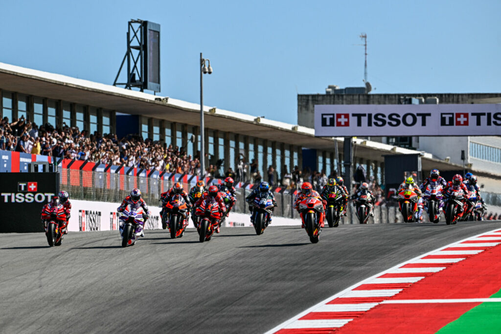 The start of the MotoGP Sprint race Saturday in Portugal. Photo courtesy Dorna.