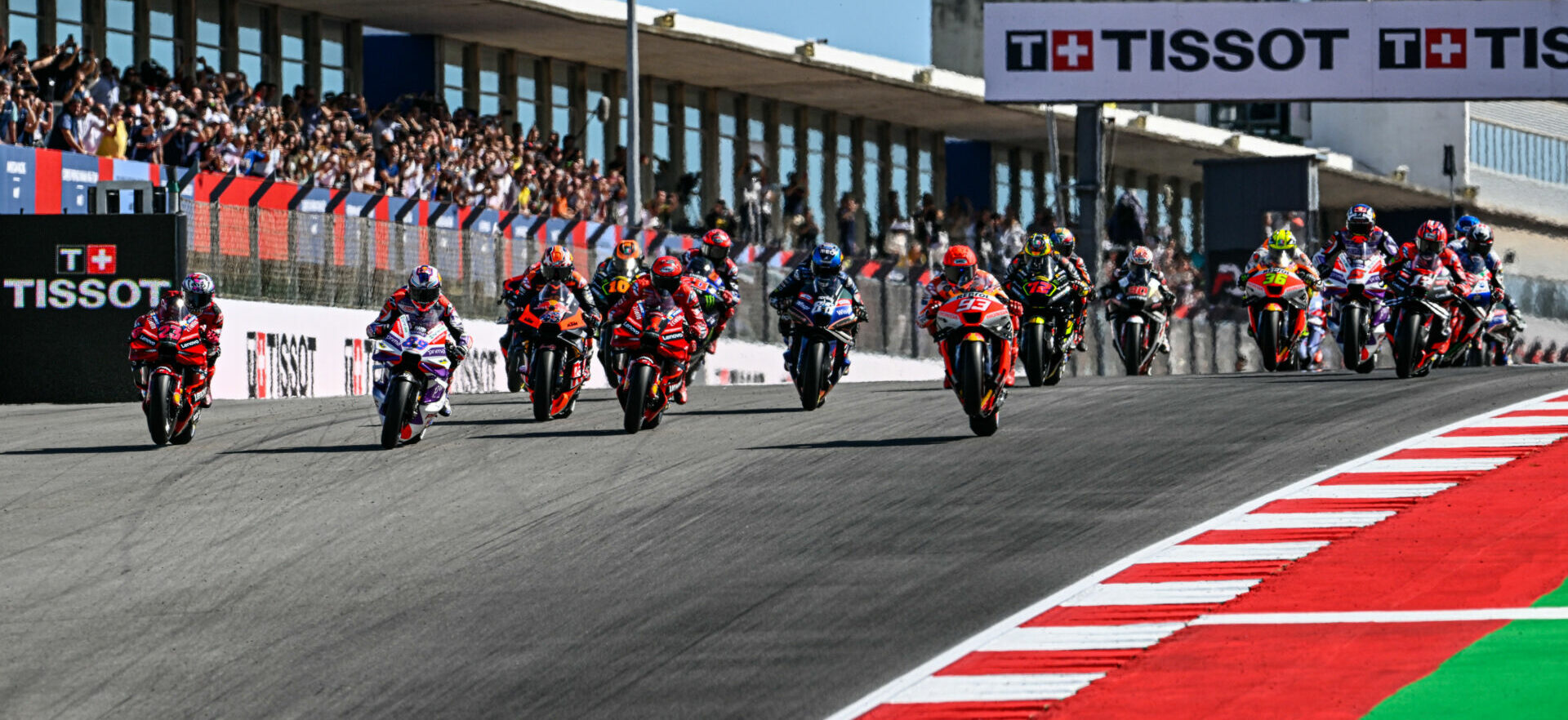 The start of the MotoGP Sprint race Saturday in Portugal. Photo courtesy Dorna.