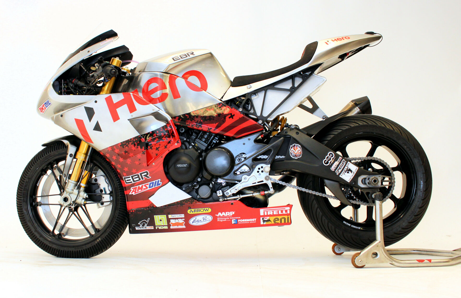 A HERO-sponsored EBR 1190 RS World Superbike racebike. Photo courtesy NCCR.