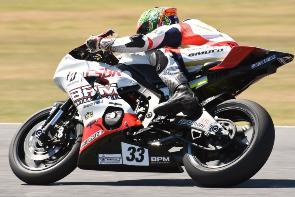 Bridgestone BPM Yamaha rider Elliot Vieira (33) managed an excellent 15th in his first-ever Daytona 200 experience on Saturday. Photo by Colin Fraser, courtesy CSBK.