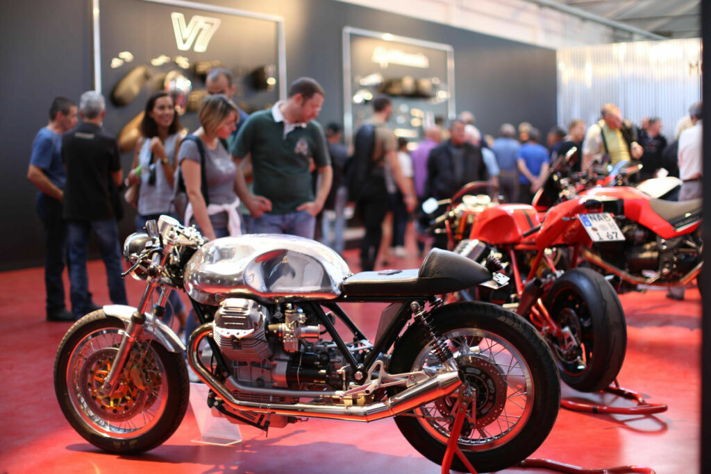 Custom Moto Guzzi motorcycles on display at a previous event. Photo courtesy Moto Guzzi.