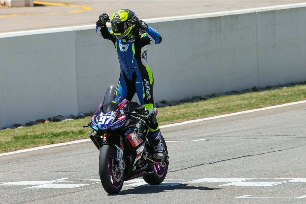 Rocco Landers (97) dominated the Twins Cup race on Sunday at Road Atlanta, riding as a fill-in rider for the injured Ben Gloddy. Photo by Brian J. Nelson.