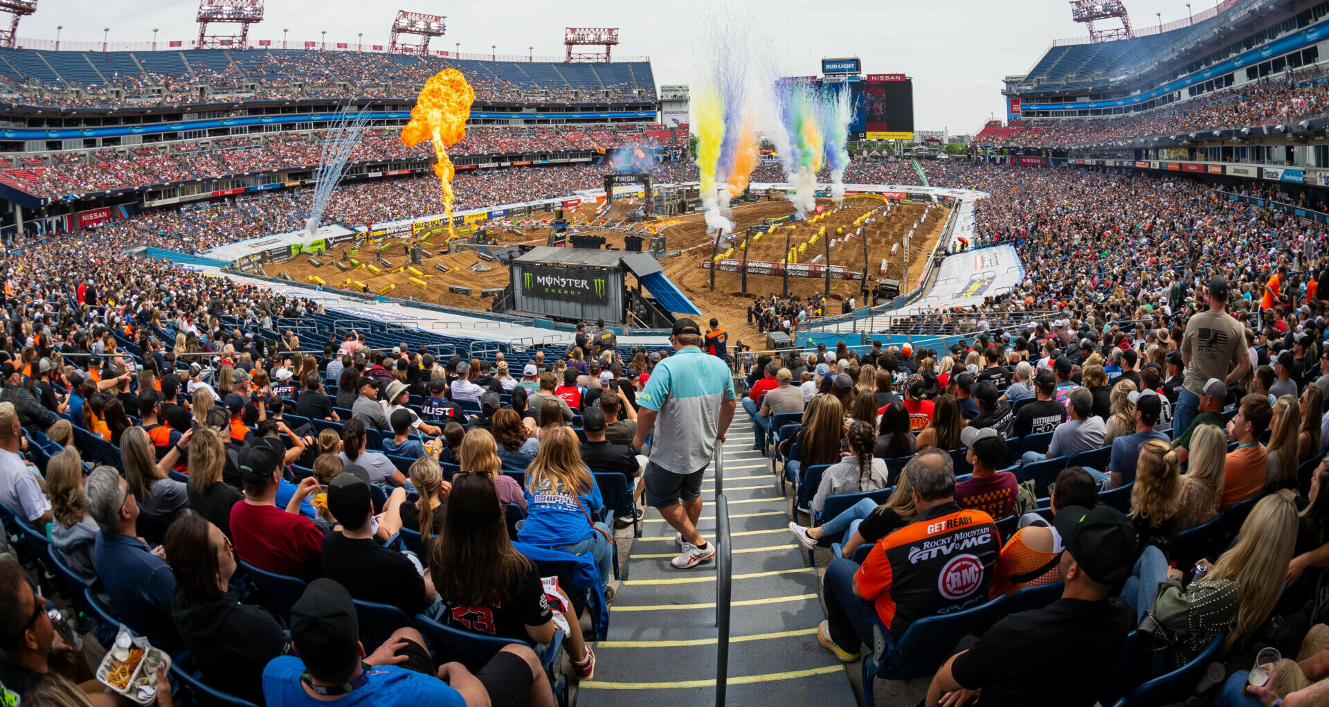 The Supercross series returned to Nashville. Daytime opening ceremonies kicked off the second-ever Supercross race in the Music City. Photo courtesy Feld Motor Sports, Inc.