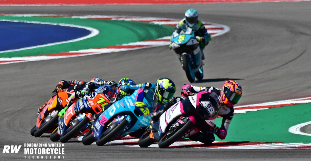 Ivan Artola (48) won the Moto3 race at Circuit of The Americas.