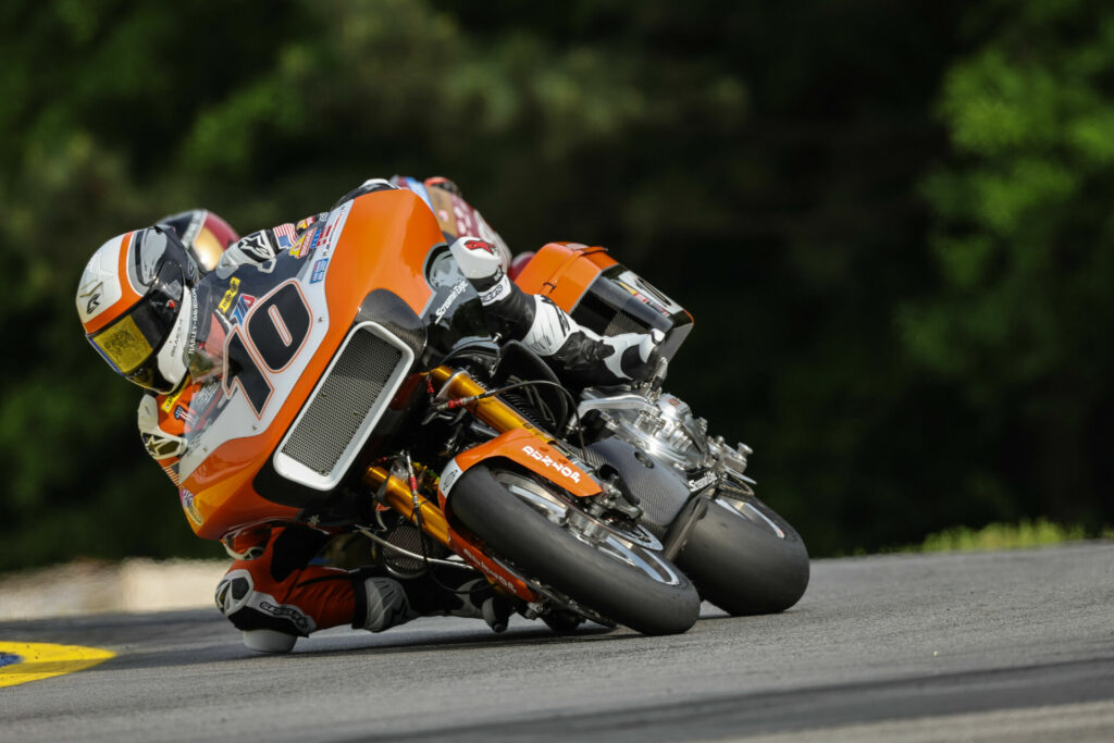 Travis Wyman (10) at speed on his Screamin' Eagle Harley-Davidson Road Glide. Photo by Brian J. Nelson, courtesy Harley-Davidson.