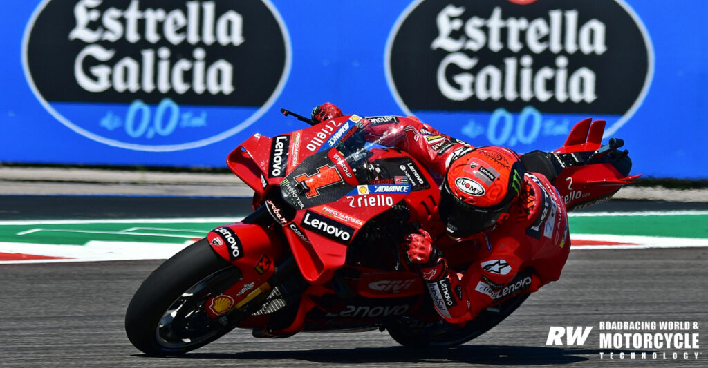 Francesco Bagnaia (1) led from lights to flag in the Saturday afternoon MotoGP Sprint race at Circuit of The Americas. Photo by Michael Gougis.