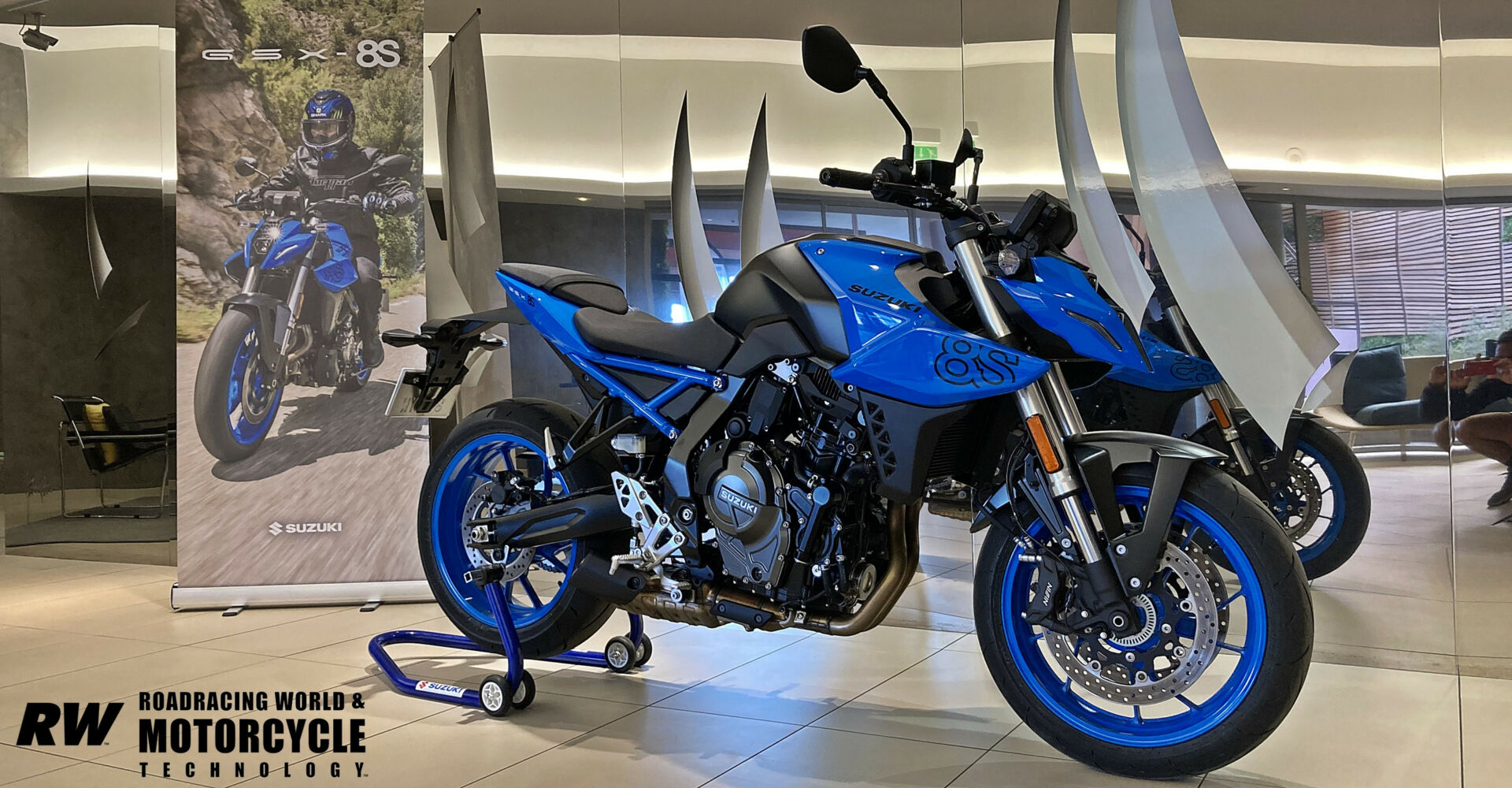 The 2023 Suzuki GSX-8S, Suzuki's latest entry into the naked sportbike segment. Think of it as everything riders wanted in an SV650, only more. Photo by Michael Gougis.