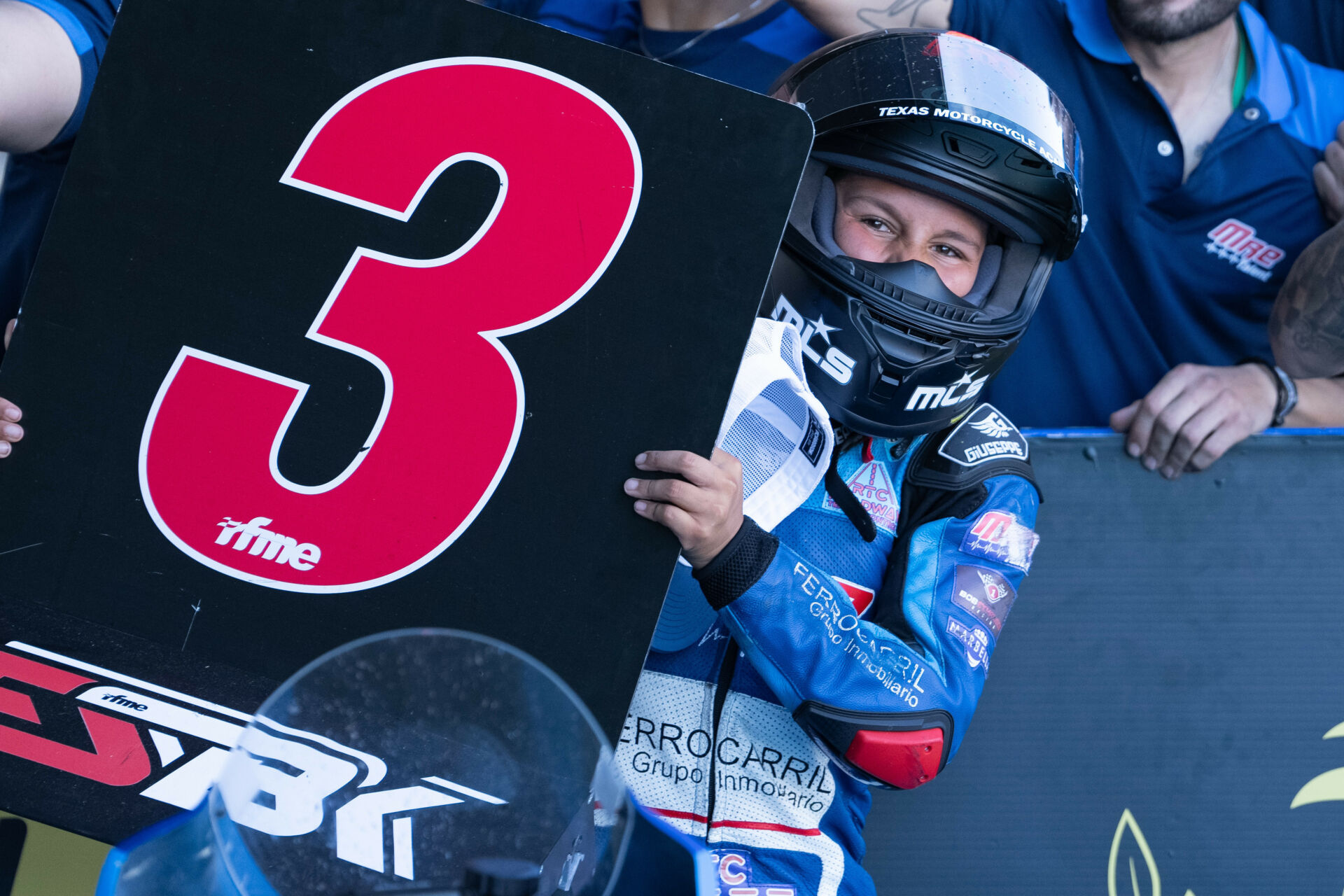 American Mikey Lou Sanchez, age 12, in parc ferme at Jerez. Photo courtesy Sanchez Racing.