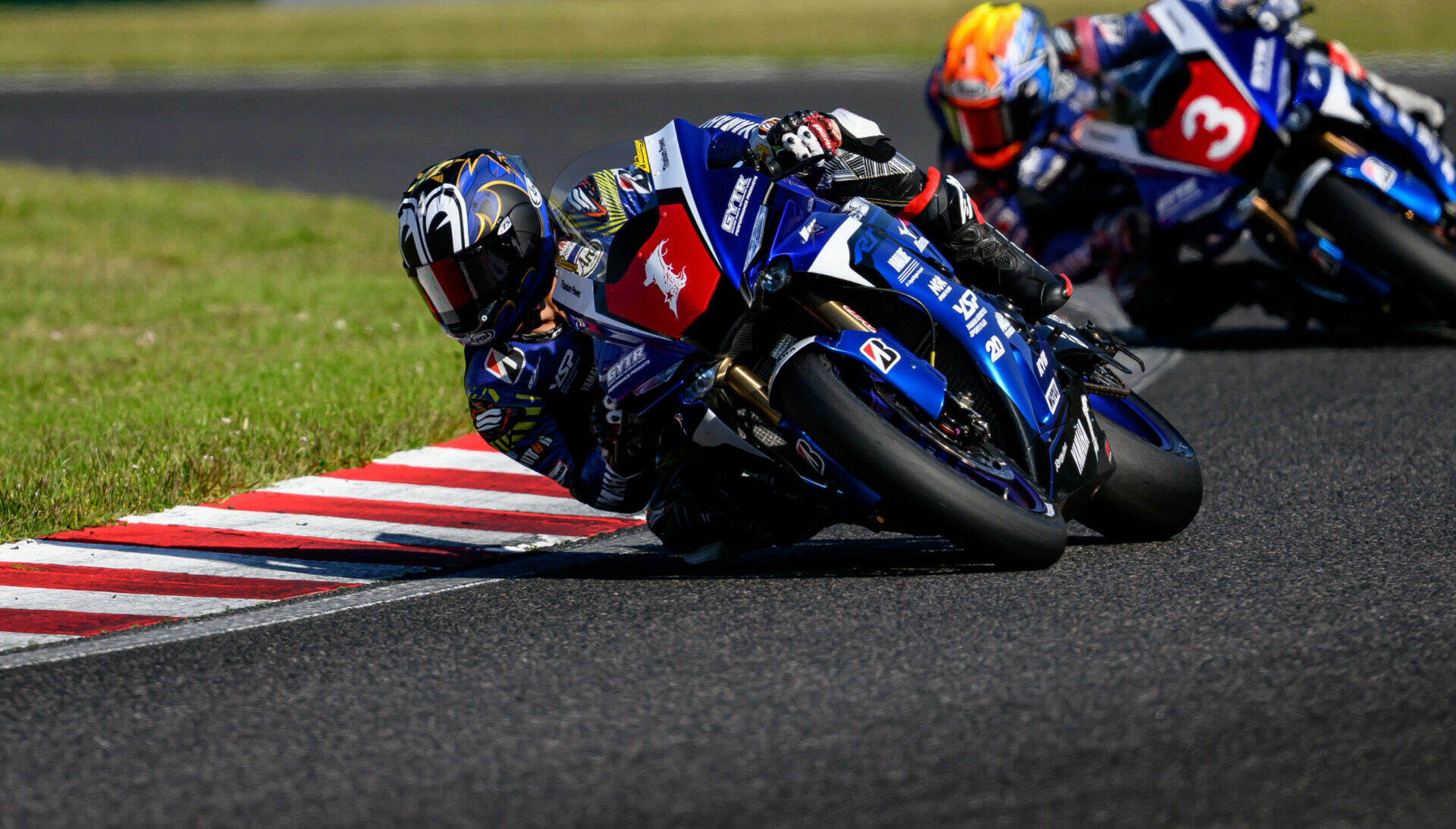 Katsuyuki Nakasuga (1) leads his Yamaha Factory teammate Yuki Okamoto (3) at Suzuka. Photo by Kohei Hirota.