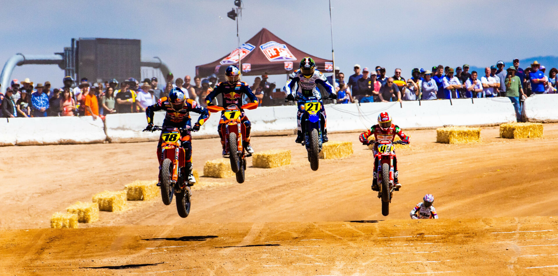 Max Whale (18), Kody Kopp (1), Trevor Brunner (21), and Trent Lowe (48) as seen during the Arizona Super TT. Photo by Tim Lester, courtesy AFT.