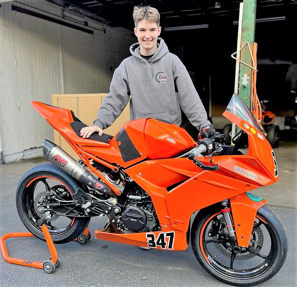 Rossi Moor and his new KTM RC 390 R. Photo courtesy NGRT.