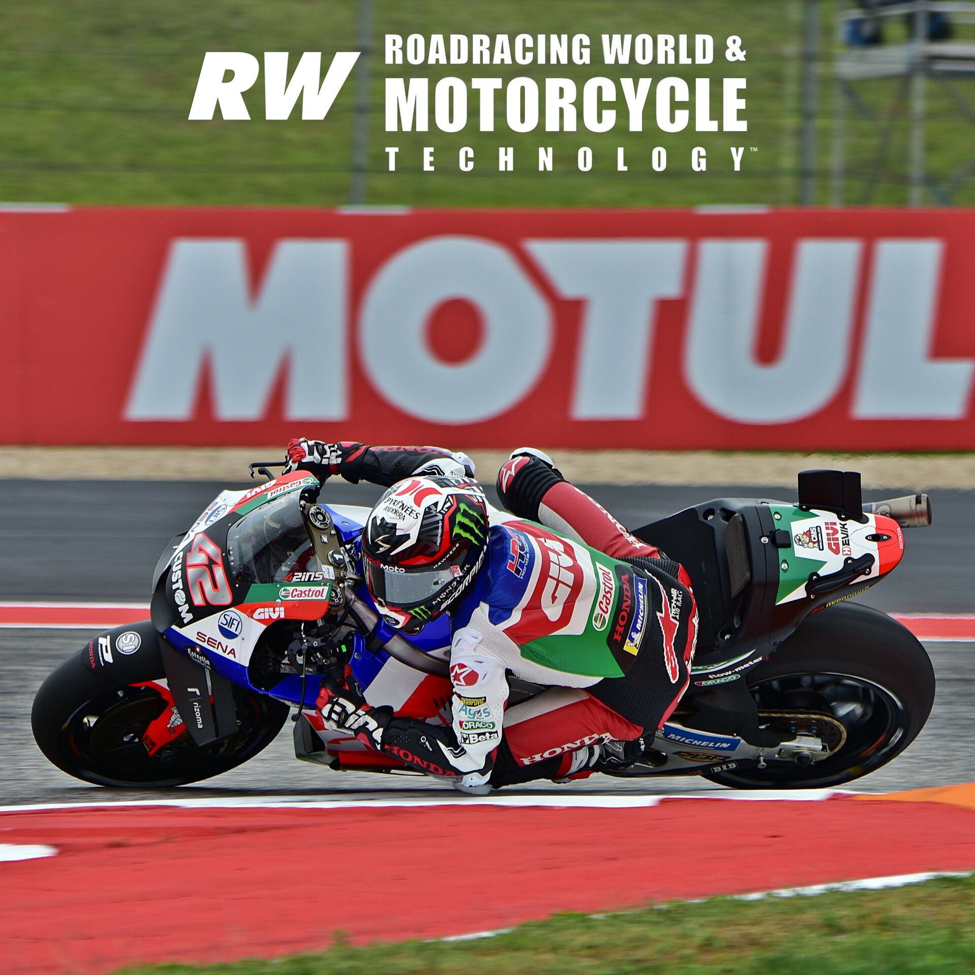 Alex Rins (42) continued his stunning form on the LCR Honda RC213V, taking second on the grid. Photo by Michael Gougis.