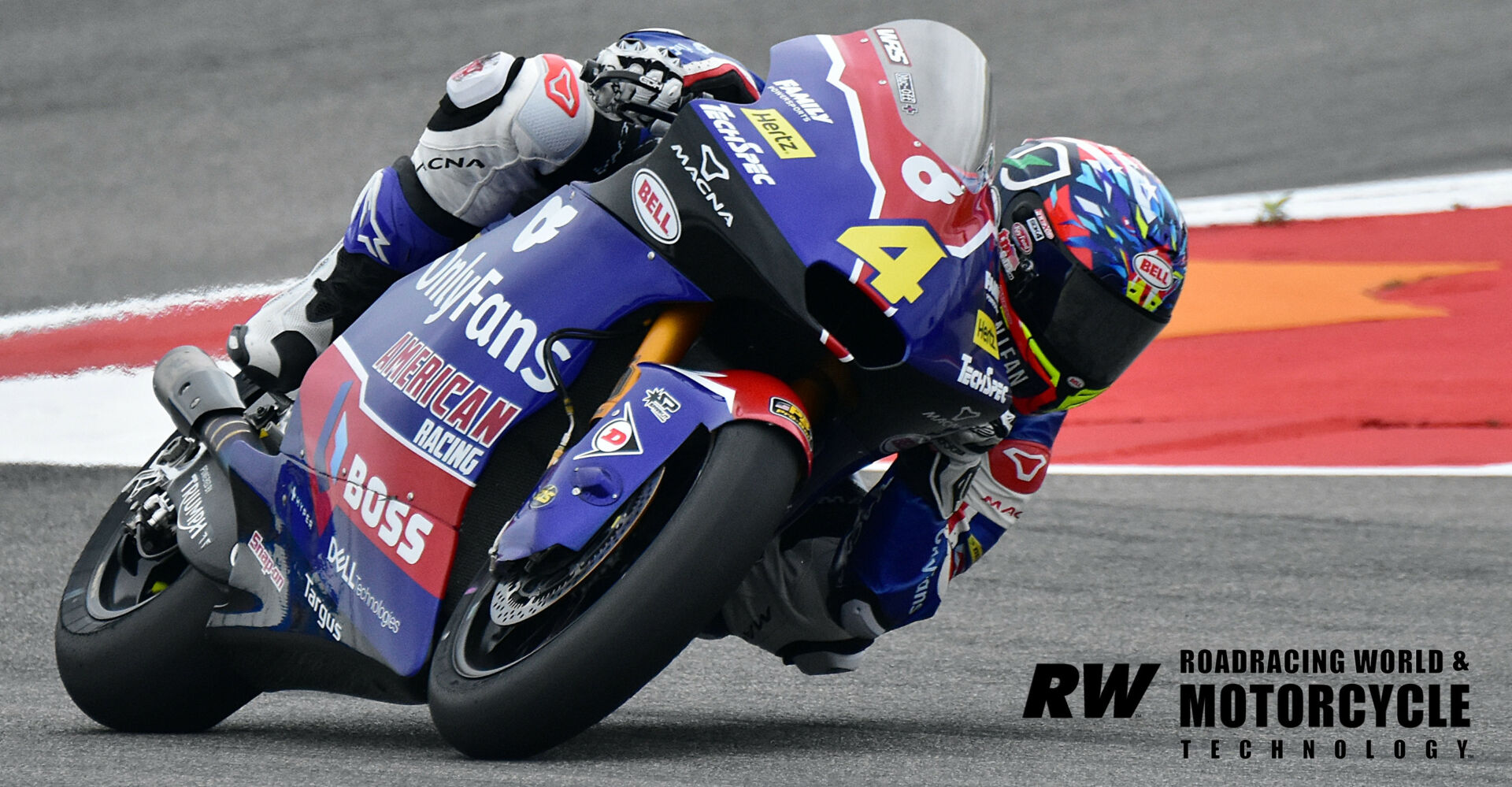 Sean Dylan Kelly (4) in Moto2 World Championship practice at Circuit of The Americas. Photo by Michael Gougis.