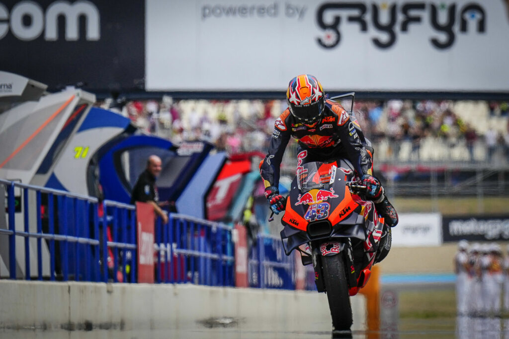 Jack Miller (43) celebrates another podium finish. Photo courtesy Dorna.