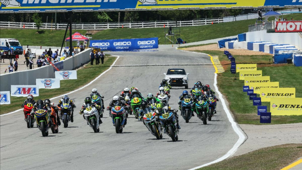 The Junior Cup race gets started at Road Atlanta. The race was won by Avery Dreher (99) by 0.612 of a second over Max Van (48). Photo by Brian J. Nelson.
