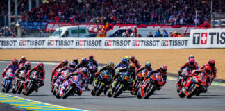 The start of the French Grand Prix in Le Mans, France. Photo courtesy Dorna.