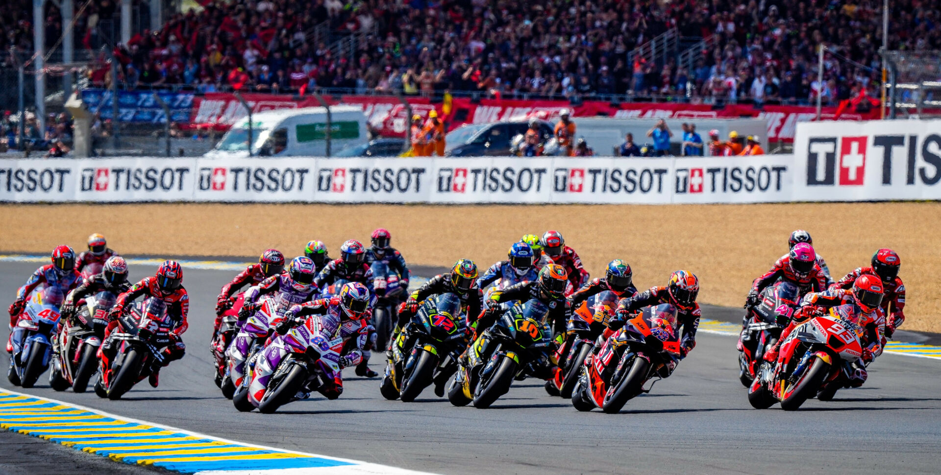 The start of the French Grand Prix in Le Mans, France. Photo courtesy Dorna.